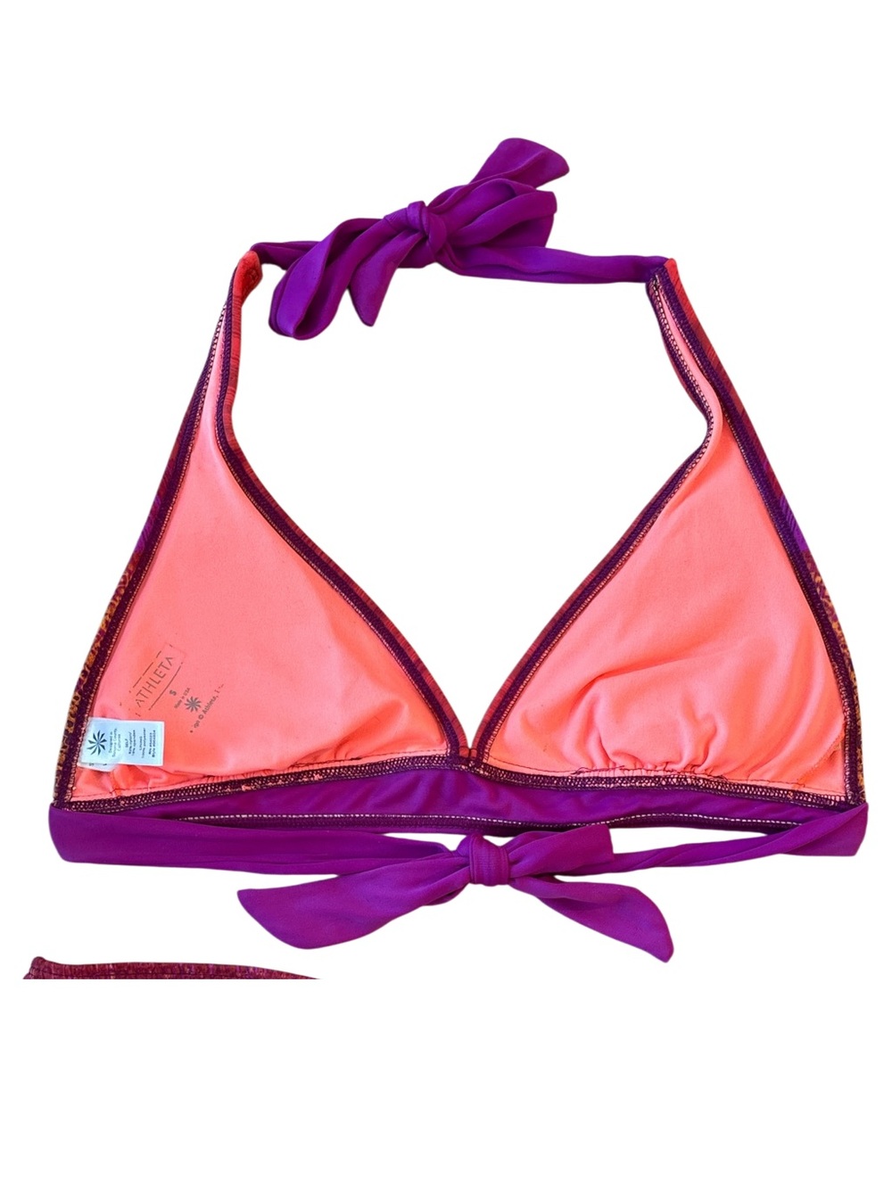 Athleta Ultraviolet Purple & Rust Geometric Triangle Print Bikini Top - Size S - Picture 2 of 3